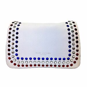 Marc Jacobs Studded Leather Crossbody Bag Crystal Embellished Designer Flap